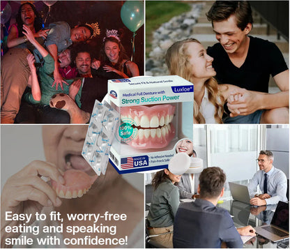 Luxloe® Strong Suction Full Denture – Medical Grade, Made & Shipped in the USA✅